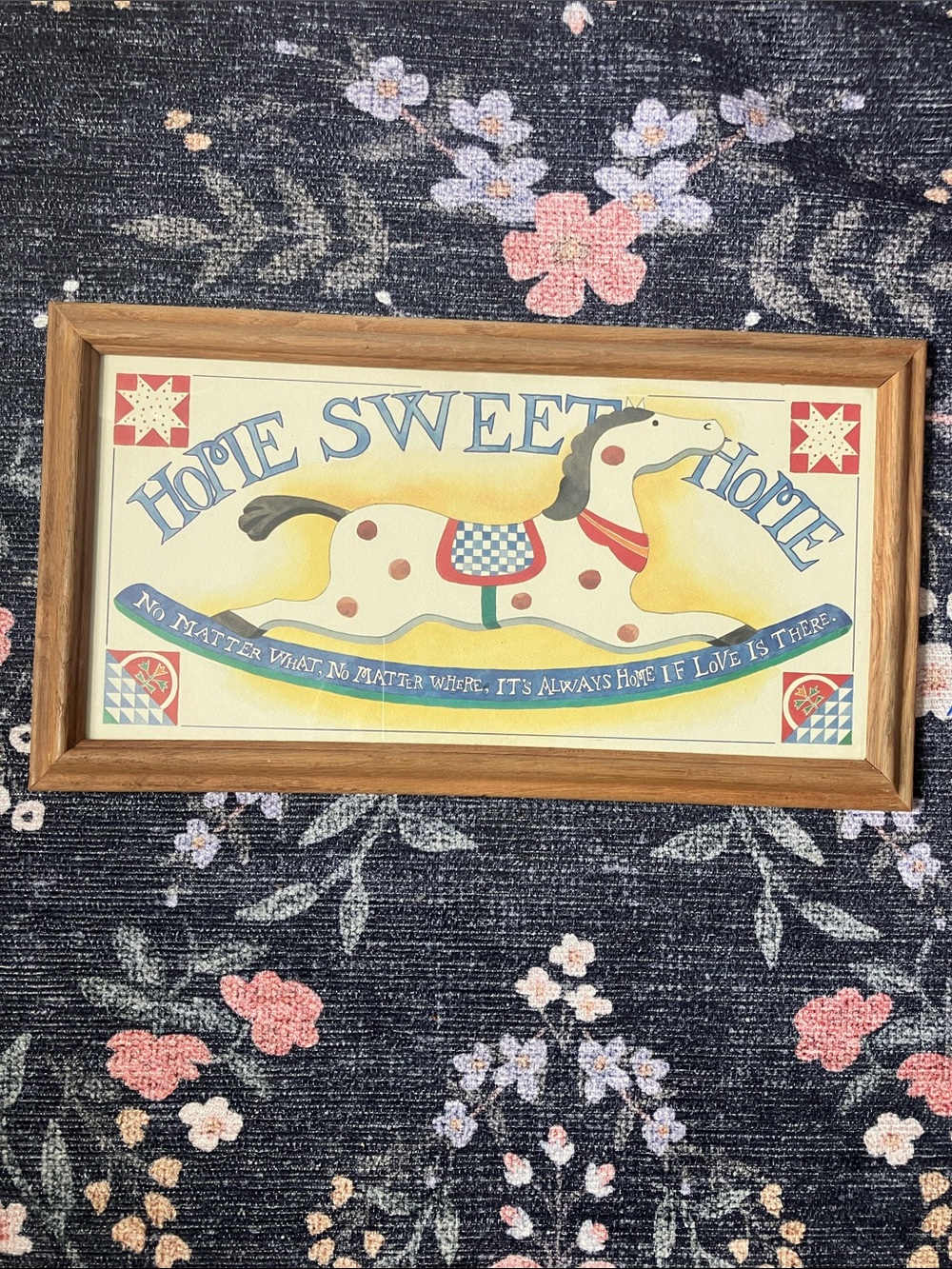 Vintage Cottagecore Home Sweet Home Wood Framed  Wall Art 18 x 10”